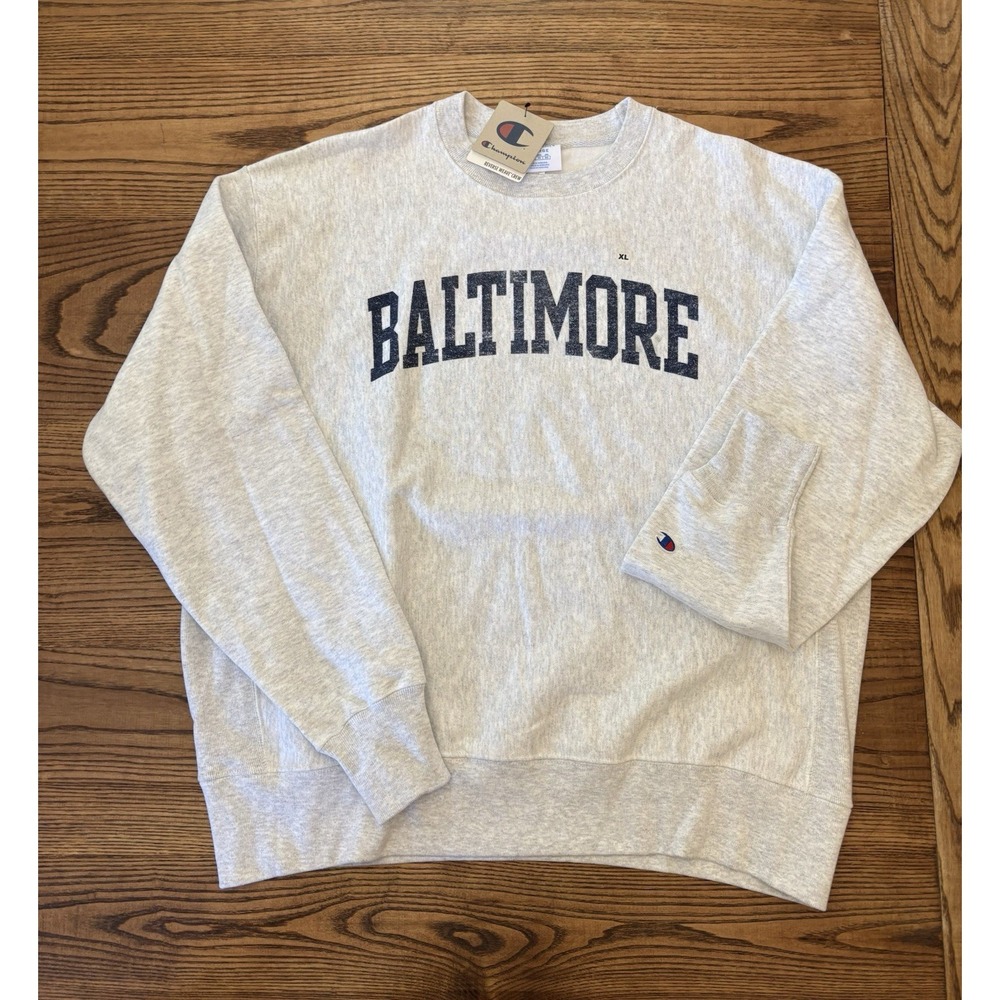 Champion Reverse Weave Baltimore Heather Grey Crewneck Sweatshirt Size XL NWT